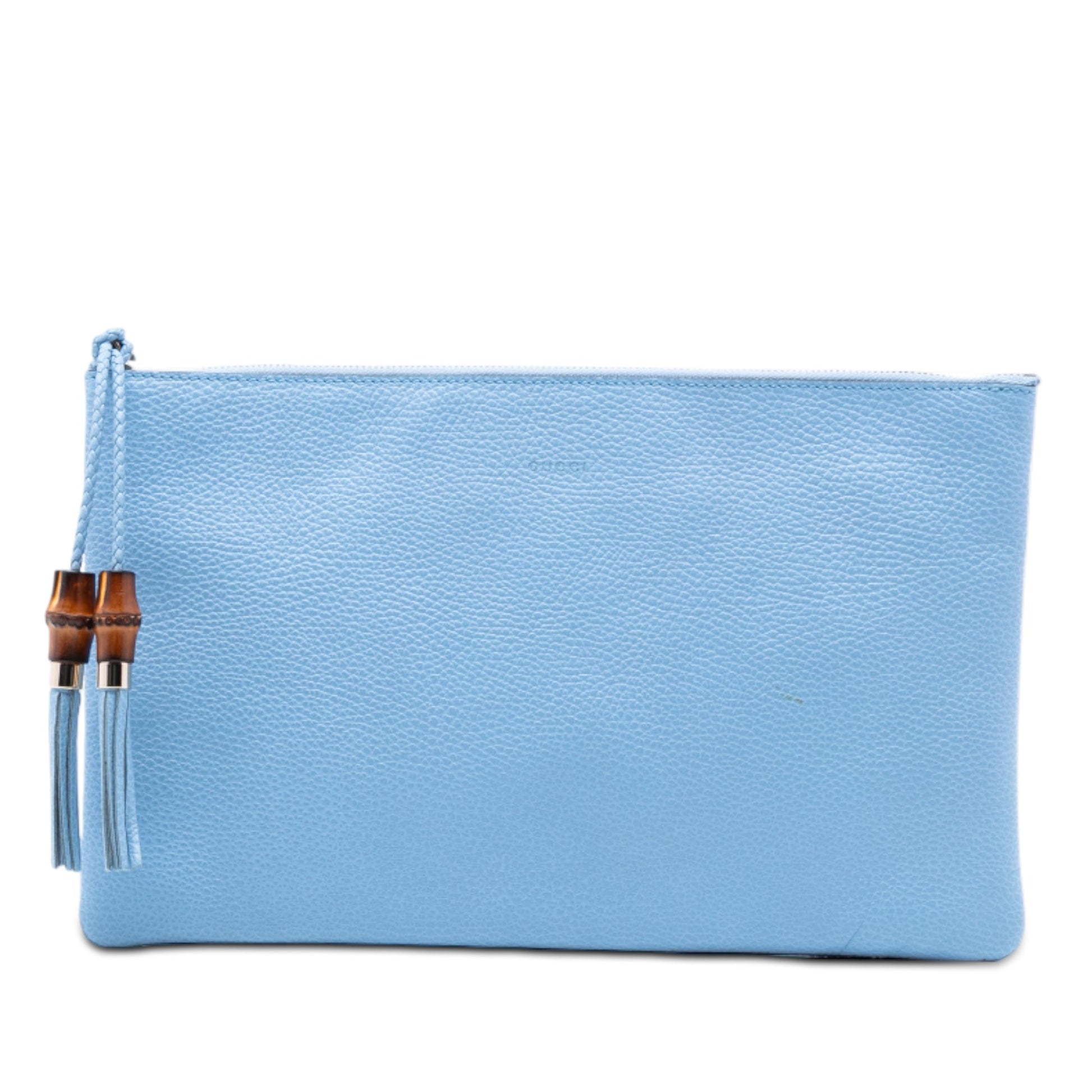 Gucci Calfskin Bamboo Tassel Clutch