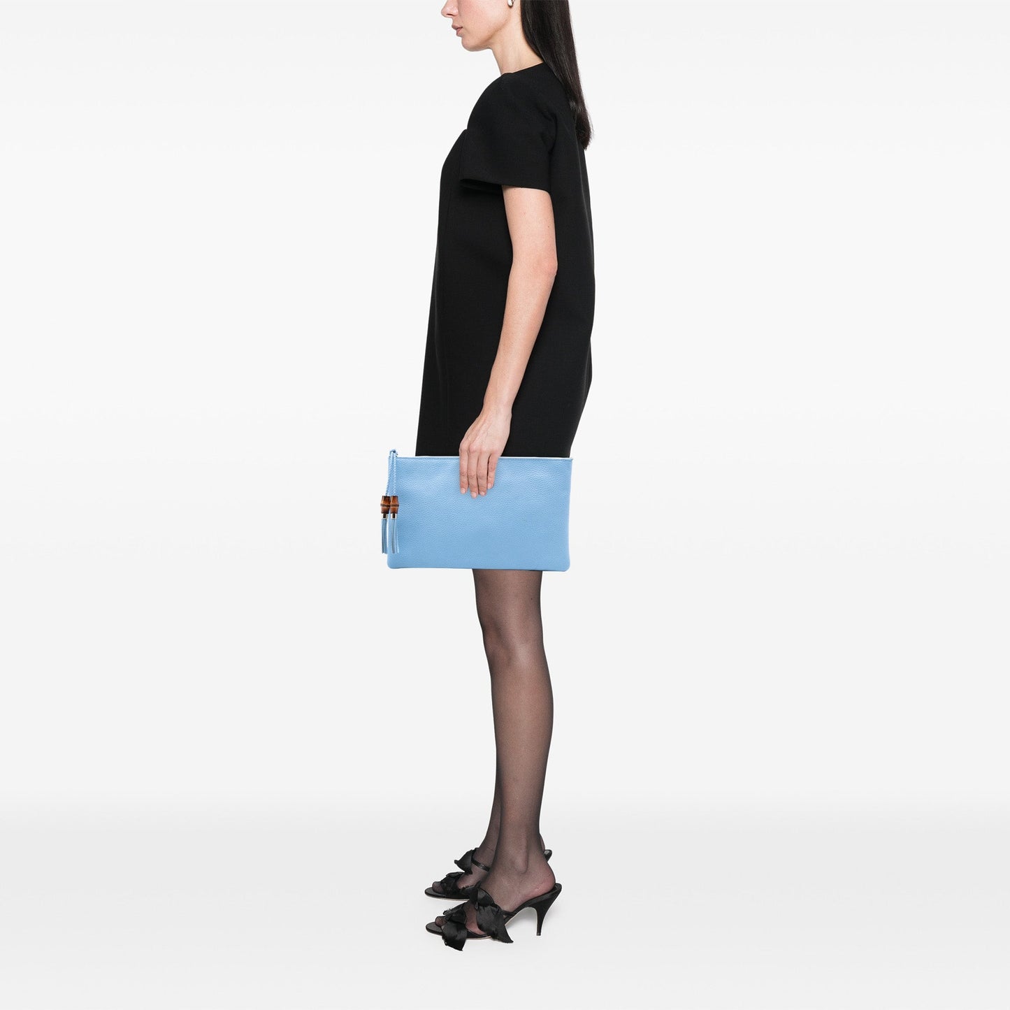 Gucci Calfskin Bamboo Tassel Clutch