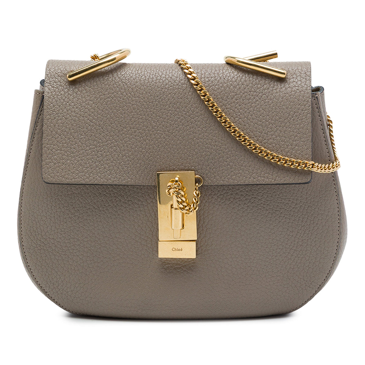 Chloé Small Grained Calfskin Drew Crossbody — Brown