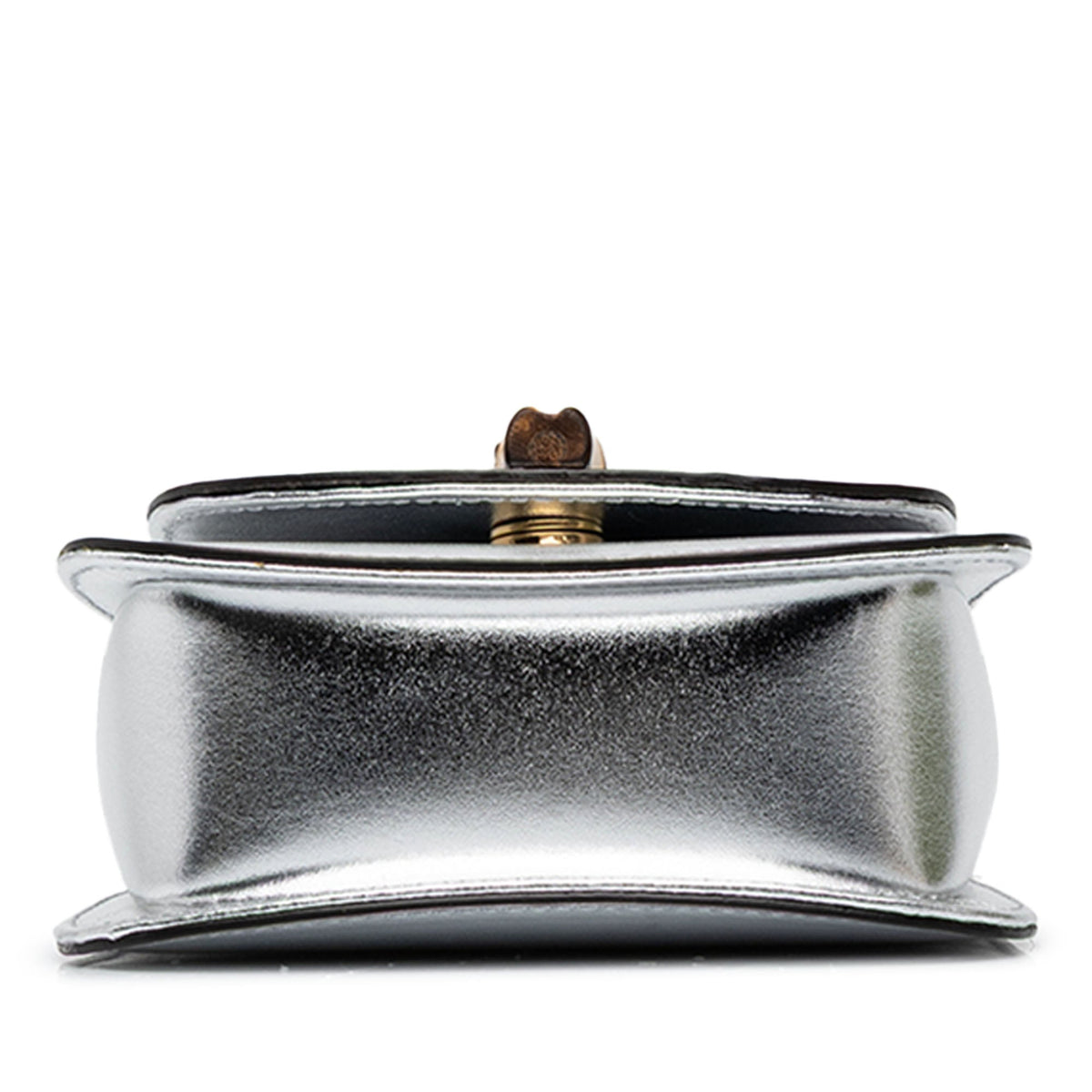 Gucci Nano Metallic Calfskin 1947 Bamboo Top Handle Bag — Silver