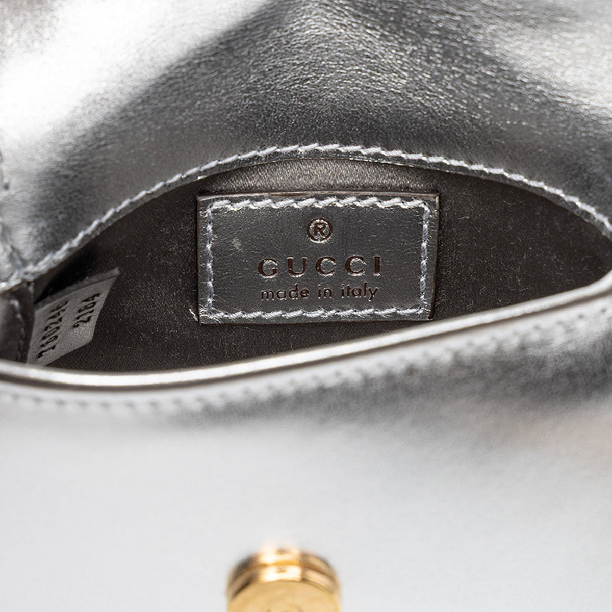 Gucci Nano Metallic Calfskin 1947 Bamboo Top Handle Bag — Silver