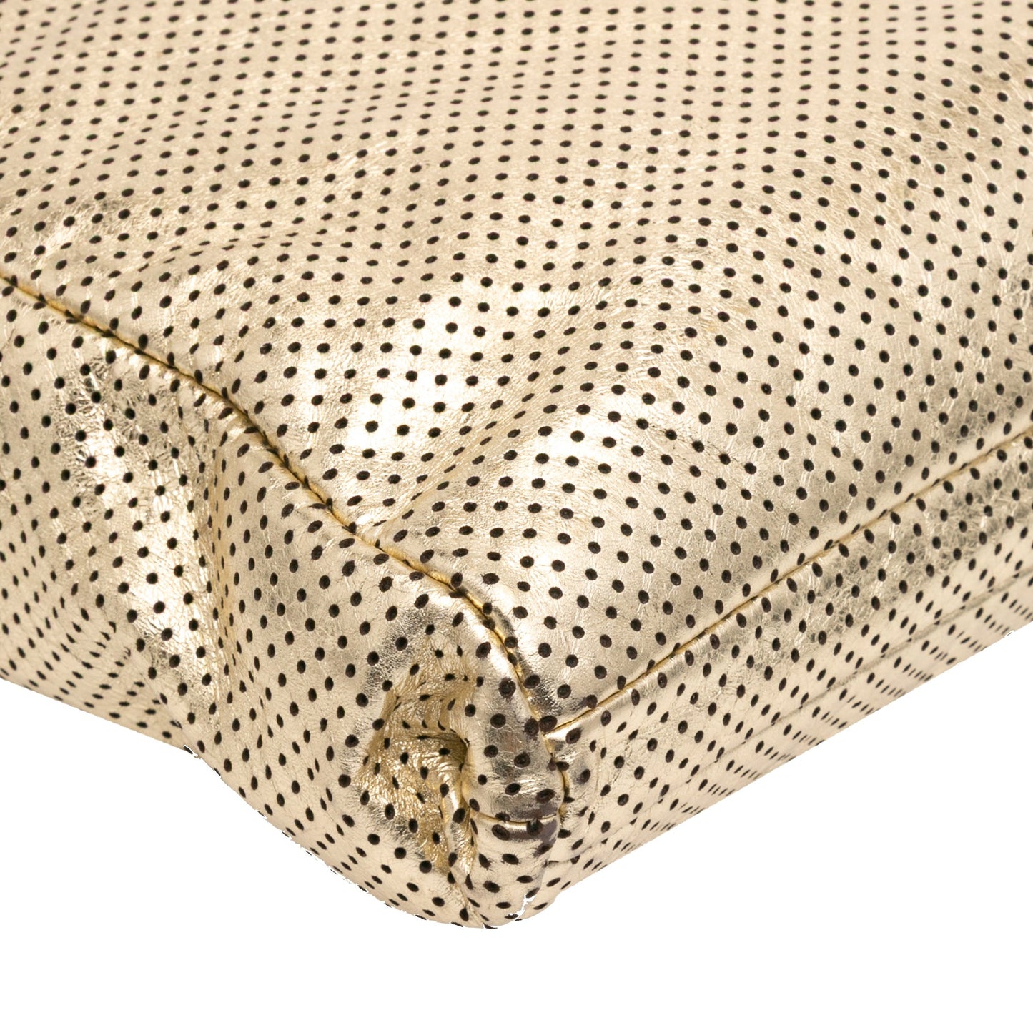 Chanel Perforated Crackled Metallic Calfskin Drill Tote