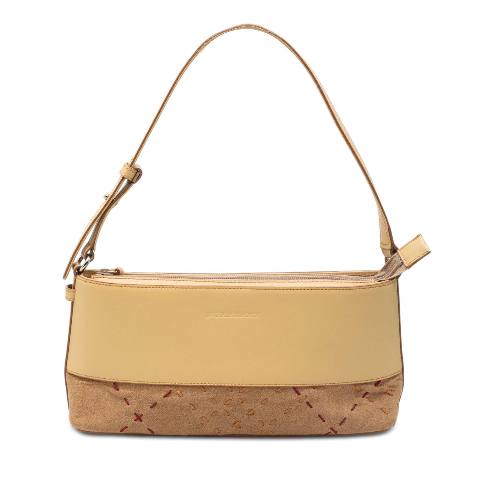 Burberry Calfskin and Suede Stitch Shoulder Bag