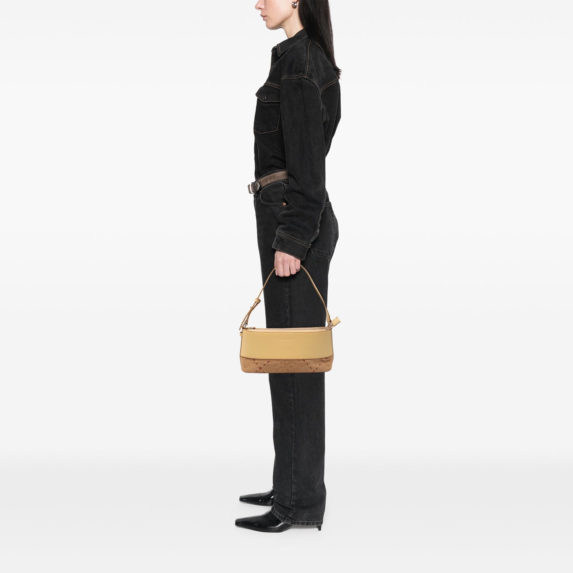 Burberry Calfskin and Suede Stitch Shoulder Bag