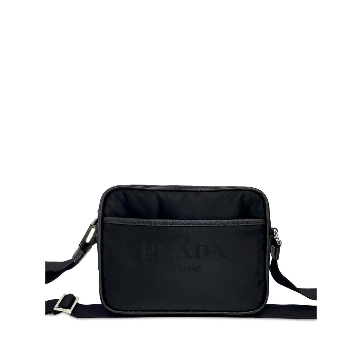 Prada Tessuto Logo Camera Bag — Black