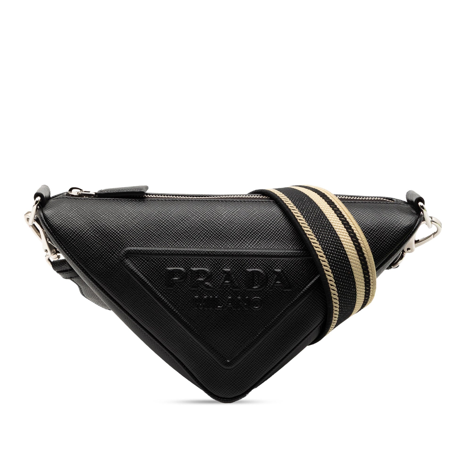 Prada Saffiano Triangle Logo Crossbody