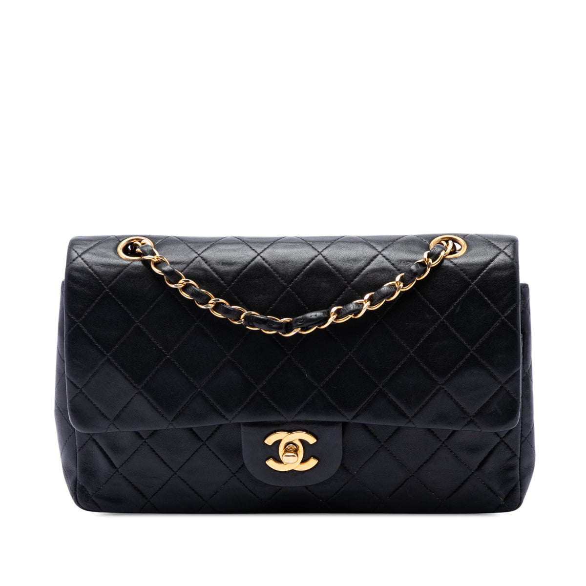 Chanel Medium Classic Lambskin Double Flap — Black