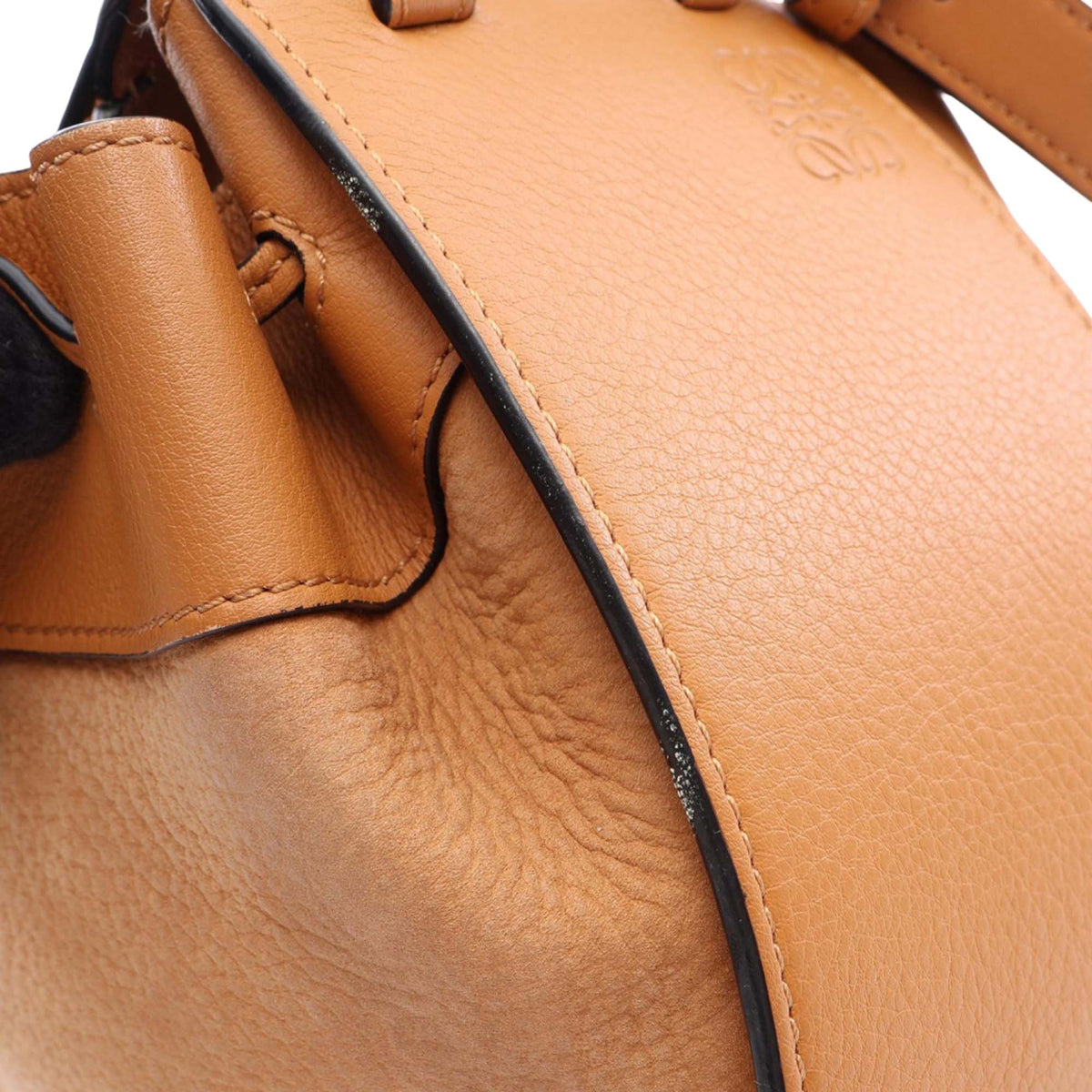 LOEWE Mini Leather Drawstring Hammock Bag — Brown