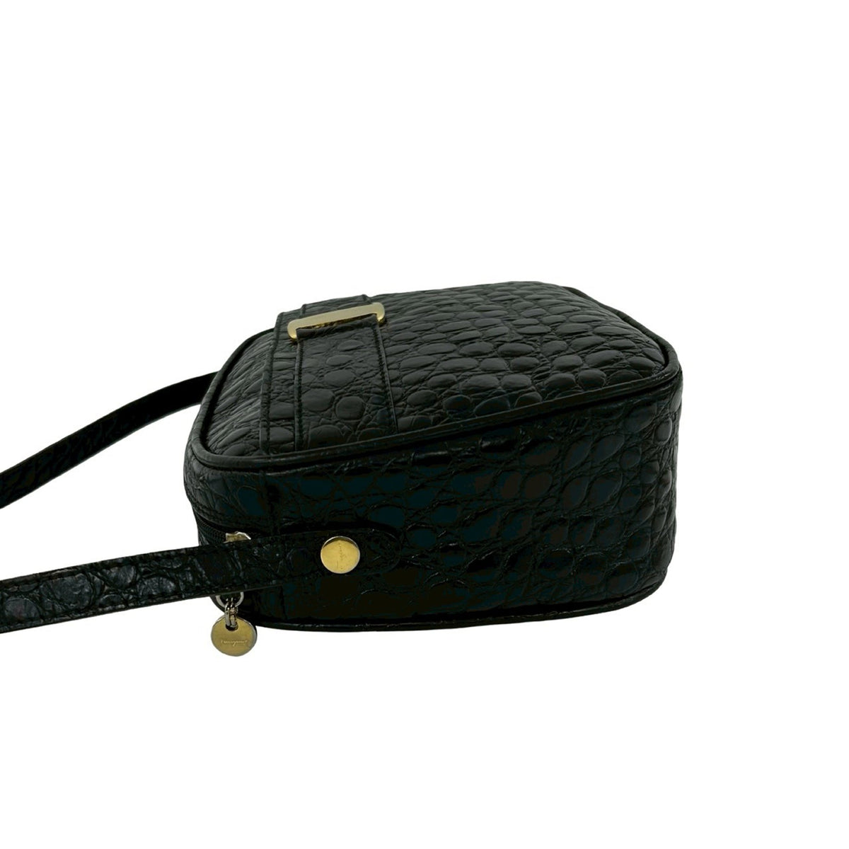 Ferragamo Croc Embossed Leather Vara Crossbody