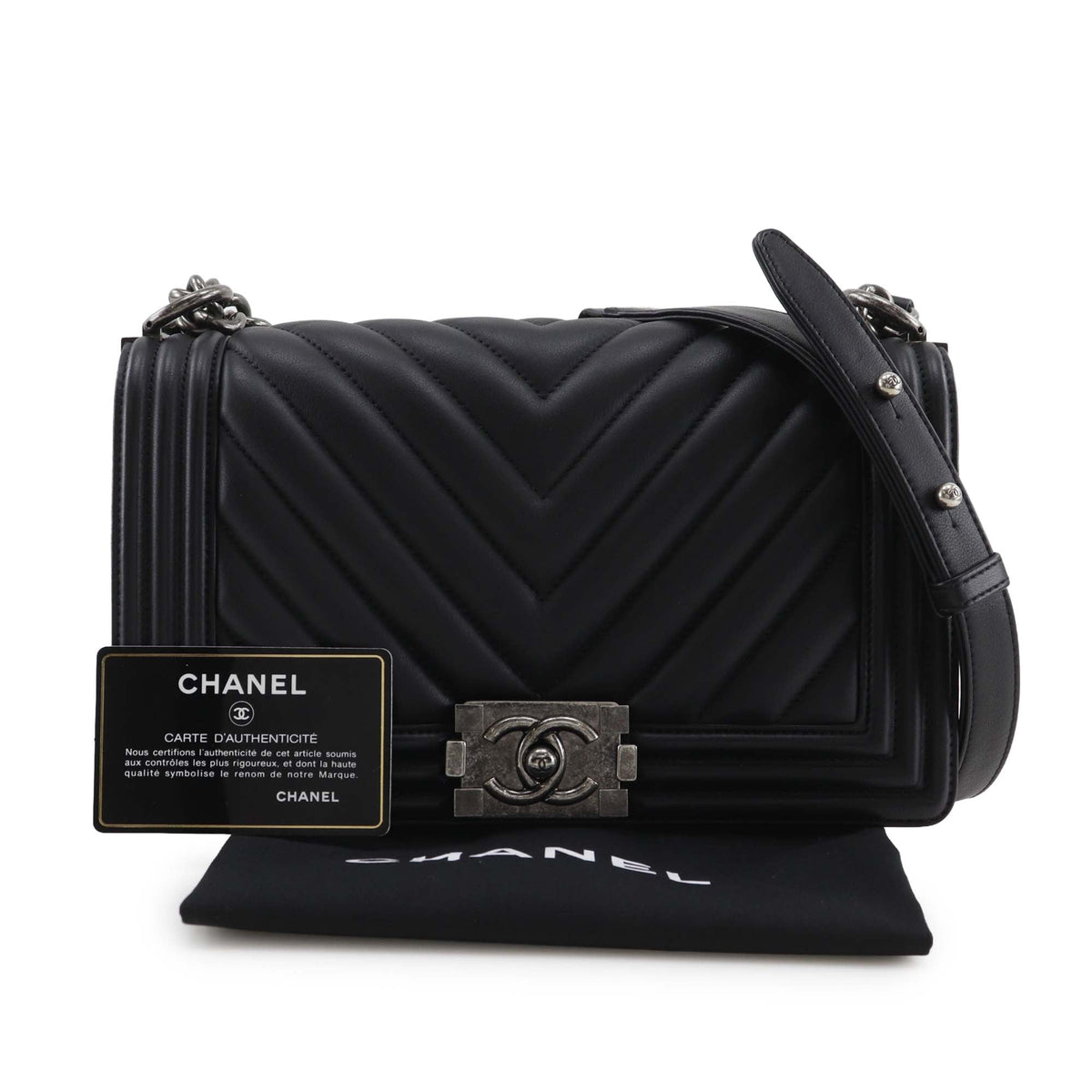 Chanel Old Medium Chevron Calfskin Boy Flap