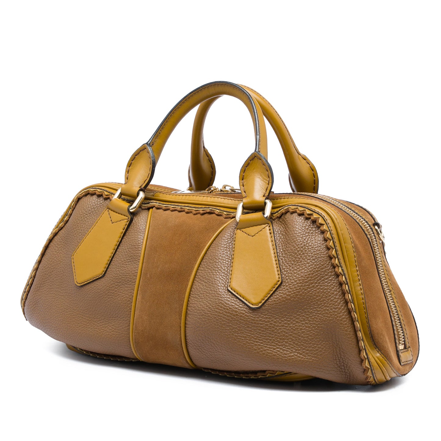 Burberry Prorsum Grained Calfskin and Suede Tassel Hedwig Satchel