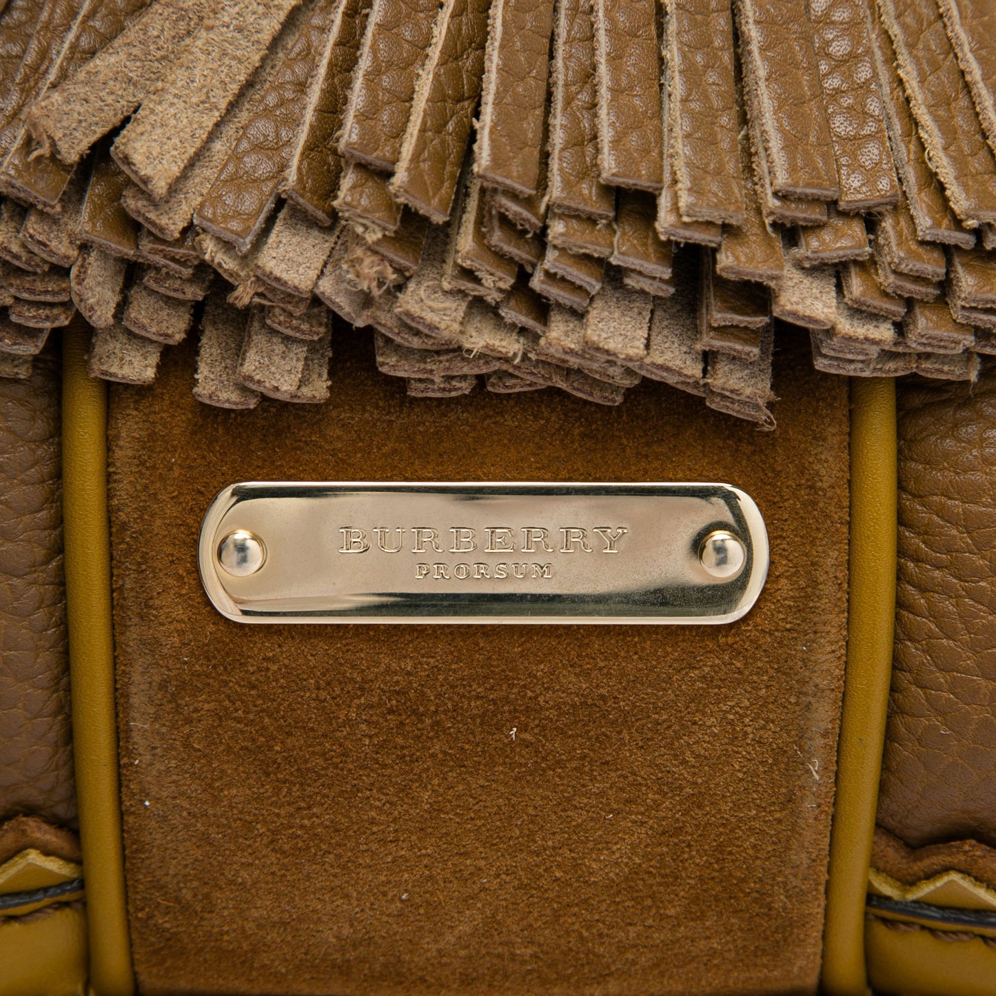 Burberry Prorsum Grained Calfskin and Suede Tassel Hedwig Satchel