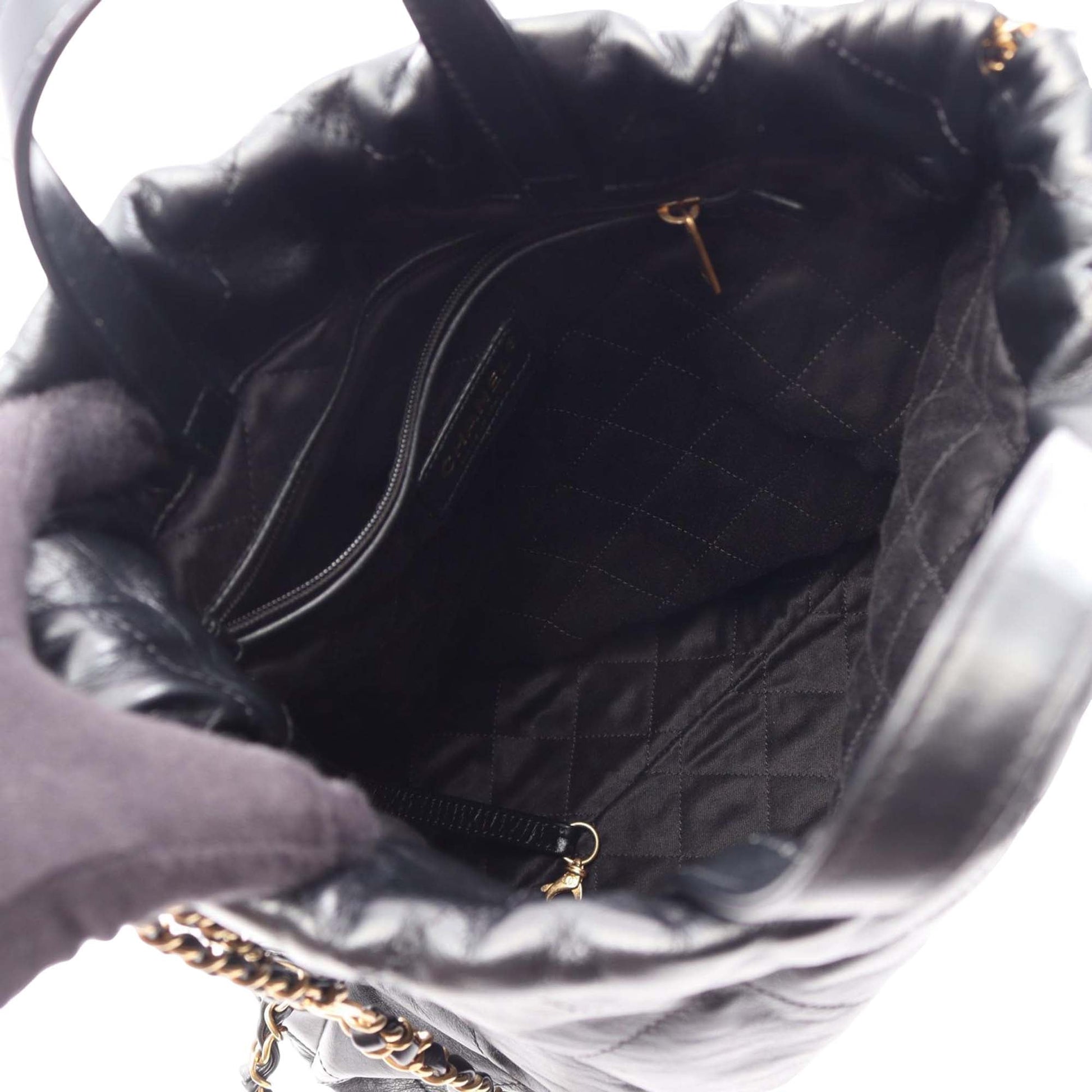 Chanel Small Shiny Quilted Calfskin 22 Backpack