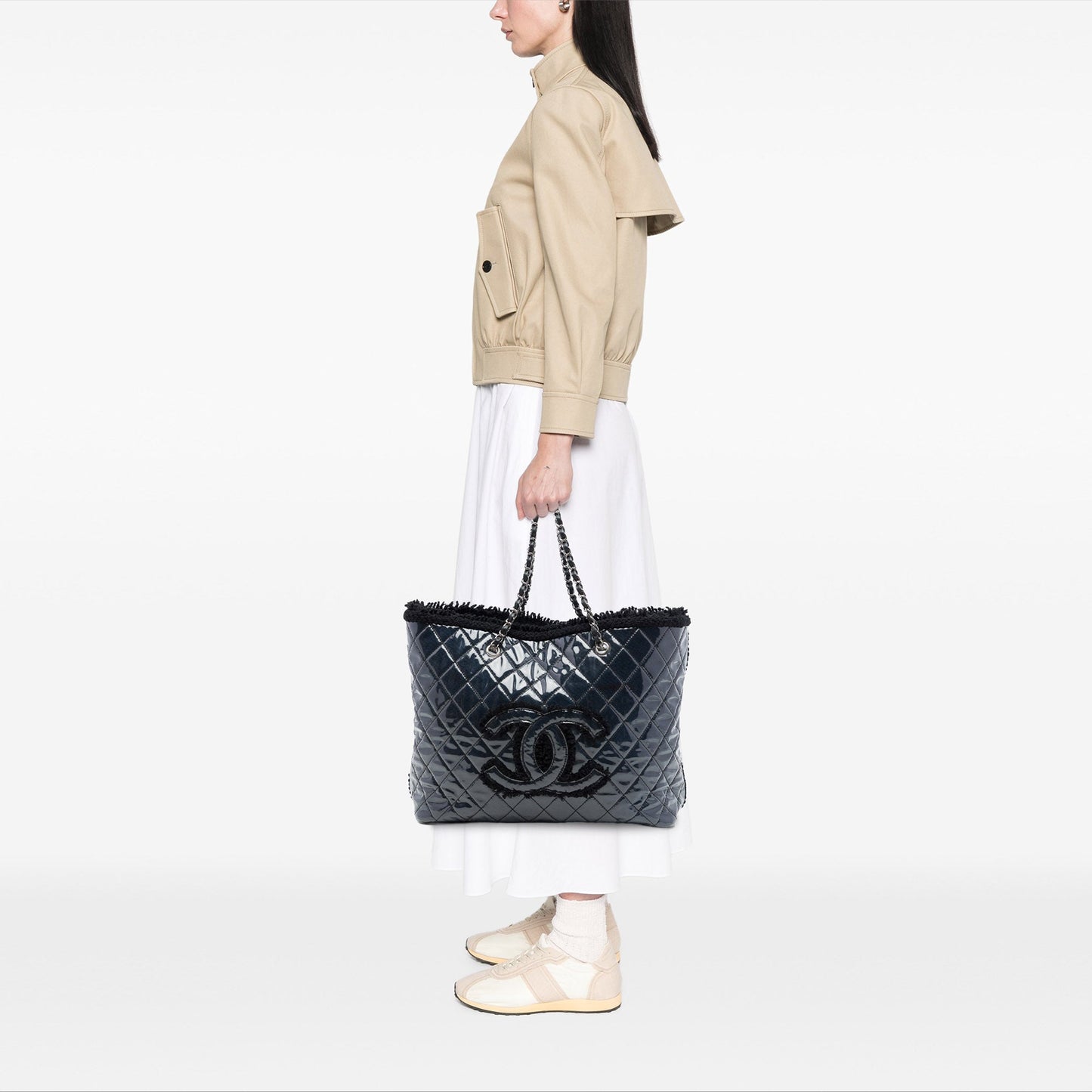 Chanel Large Quilted Tweed and PVC Funny Tote