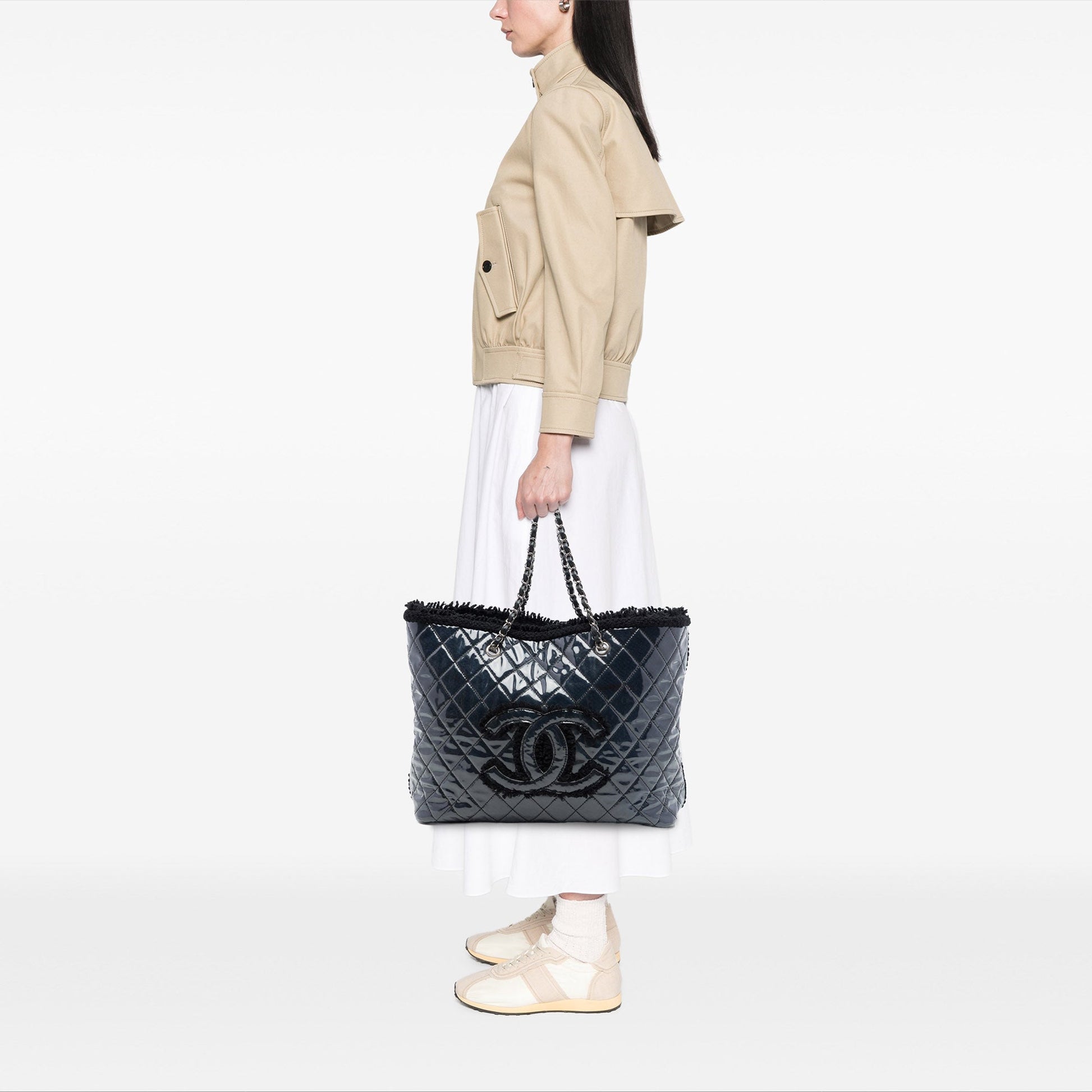 Chanel Large Quilted Tweed and PVC Funny Tote