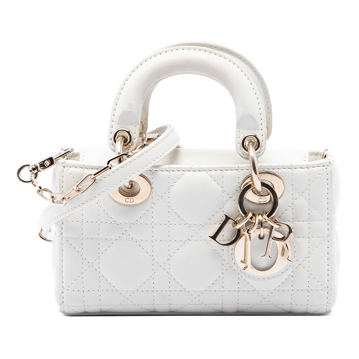 Dior Micro Lambskin Cannage Lady D Joy — White