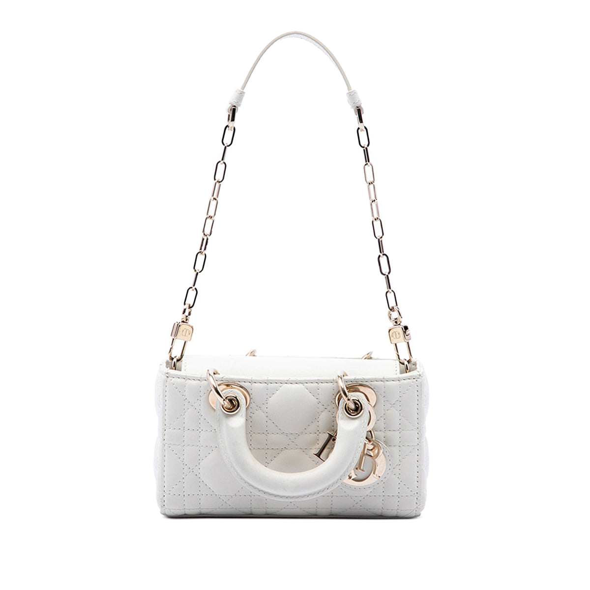 Dior Micro Lambskin Cannage Lady D Joy — White