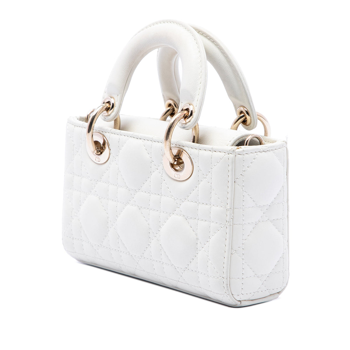Dior Micro Lambskin Cannage Lady D Joy — White