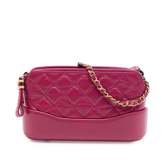 Chanel Quilted Aged Calfskin Gabrielle Double Zip Clutch with Chain