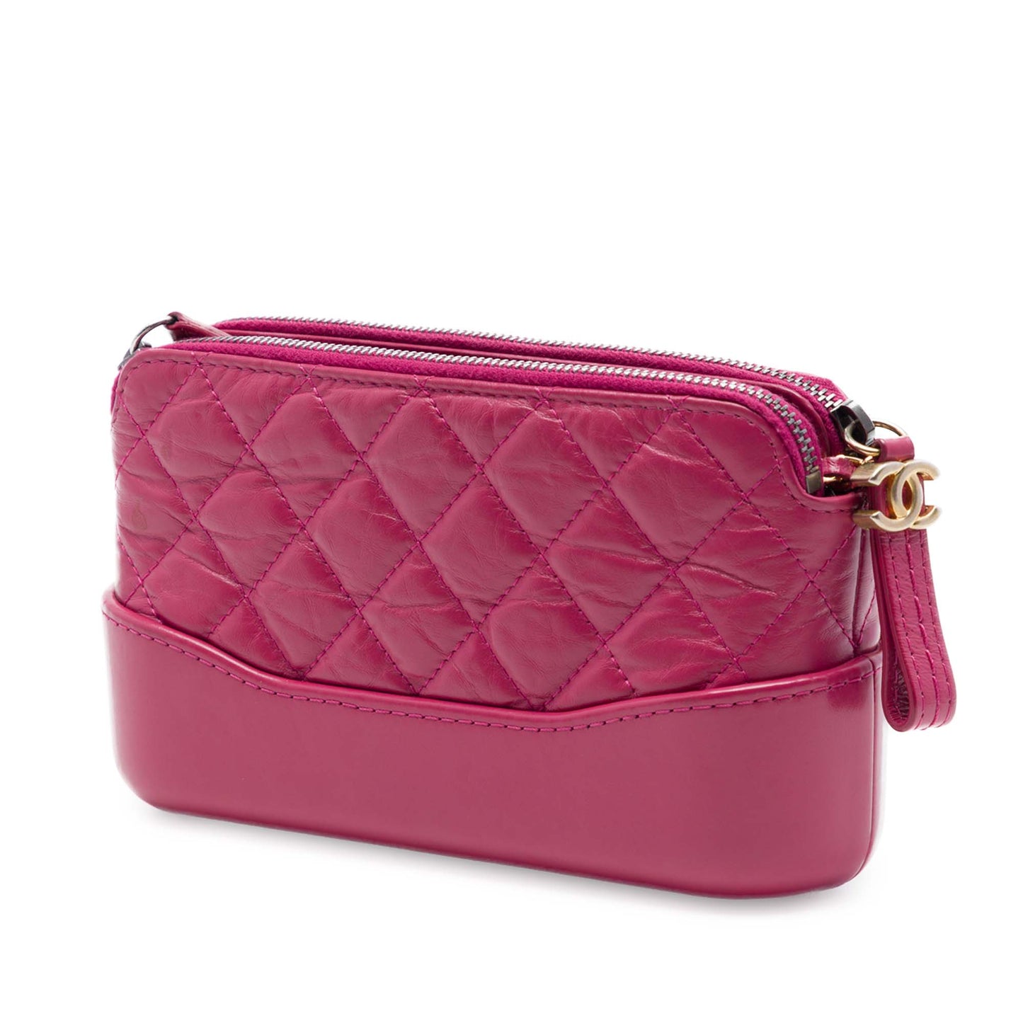 Chanel Quilted Aged Calfskin Gabrielle Double Zip Clutch with Chain