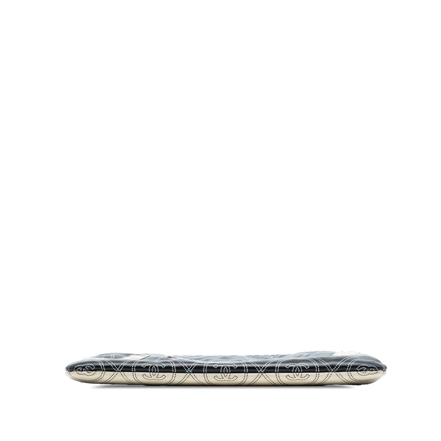 Chanel Coated Canvas Camellia Logo Wristlet Clutch