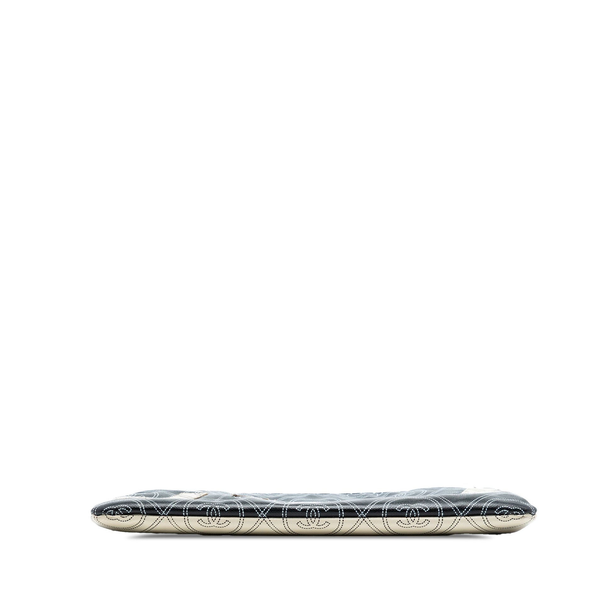 Chanel Coated Canvas Camellia Logo Wristlet Clutch