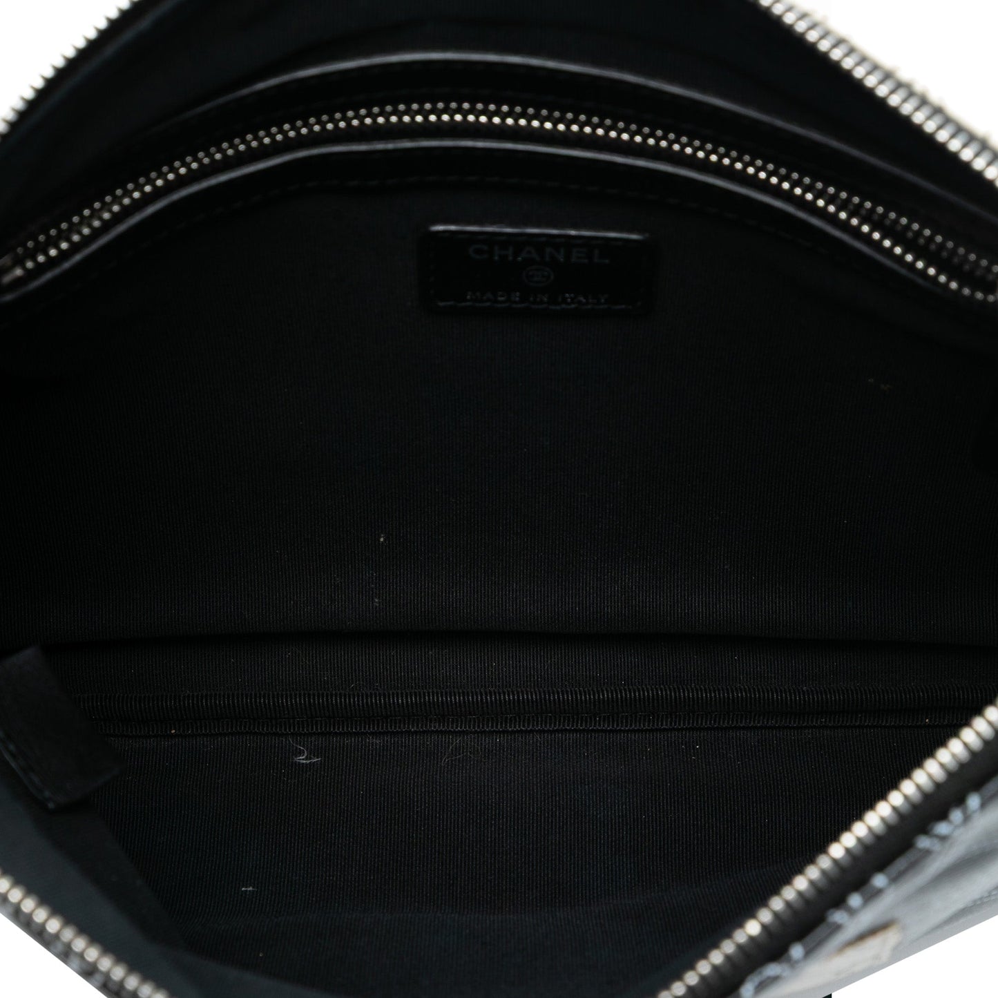 Chanel Coated Canvas Camellia Logo Wristlet Clutch