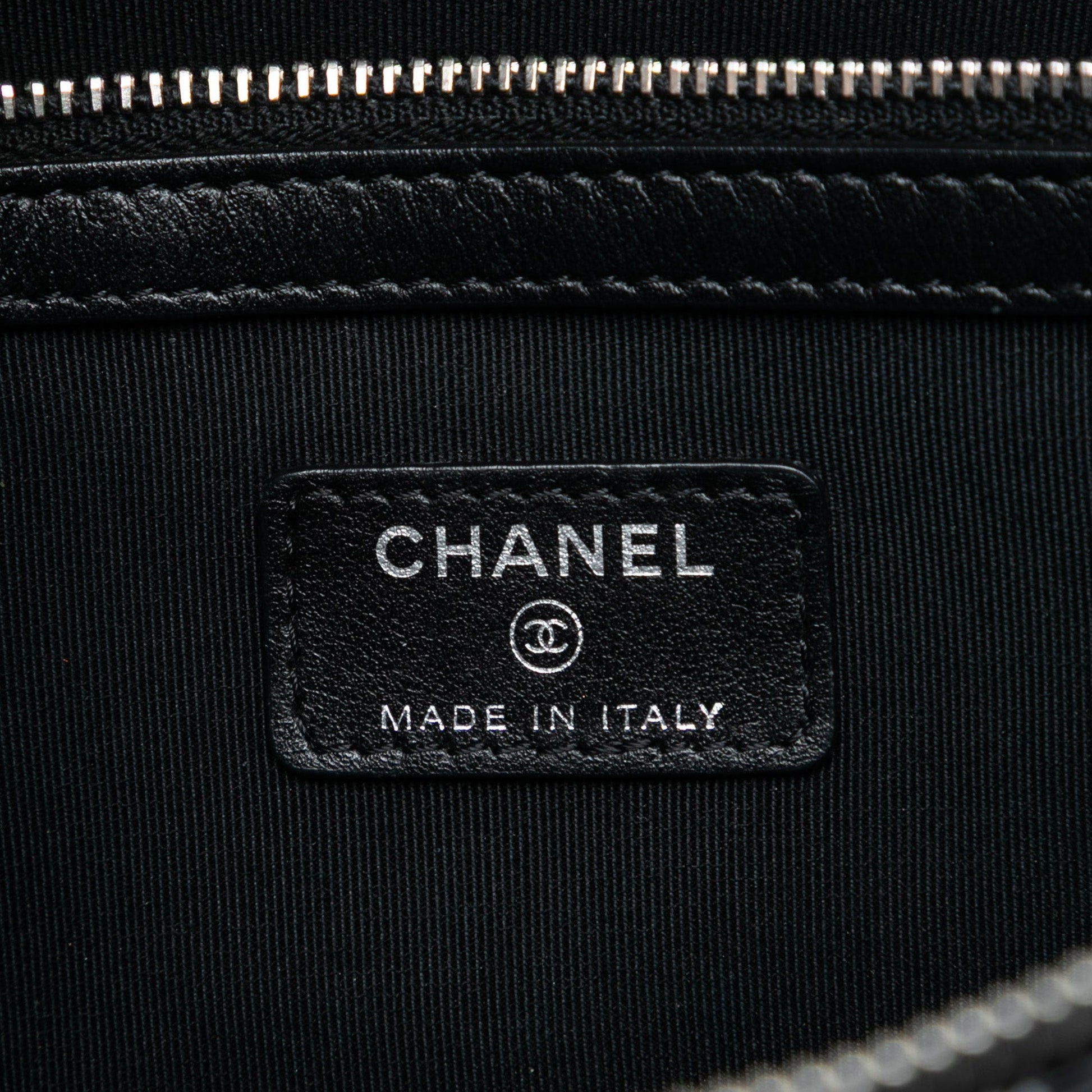 Chanel Coated Canvas Camellia Logo Wristlet Clutch