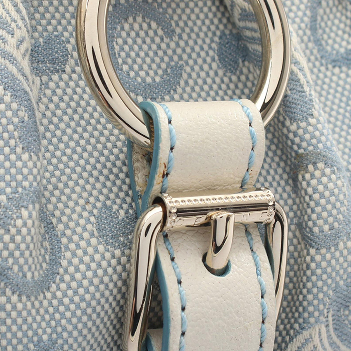 Celine C Macadam Canvas Shoulder Bag — Blue