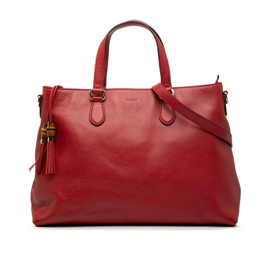 Gucci Leather Bamboo Tassel Satchel