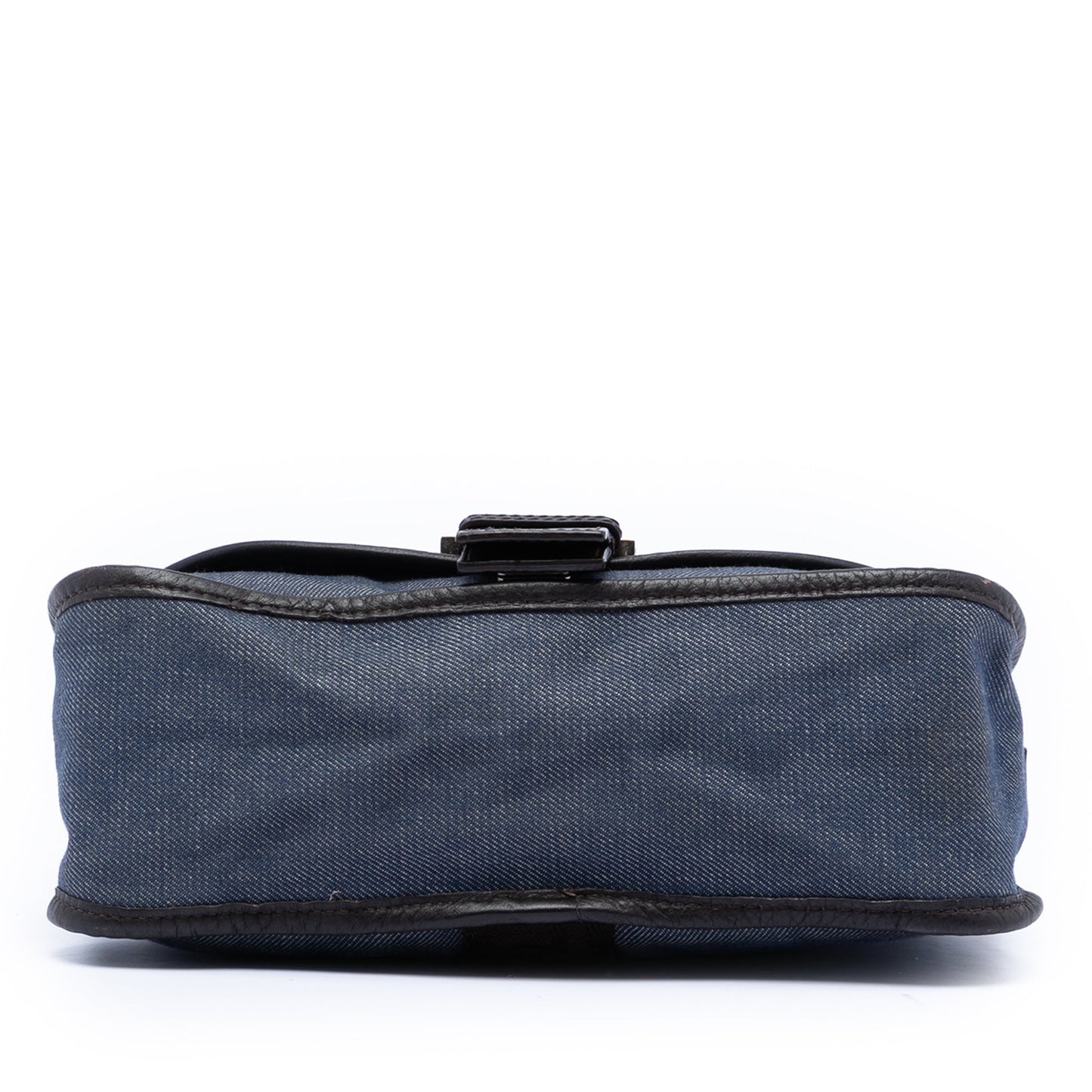 Fendi Zucca Trimmed Denim Buckle Flap