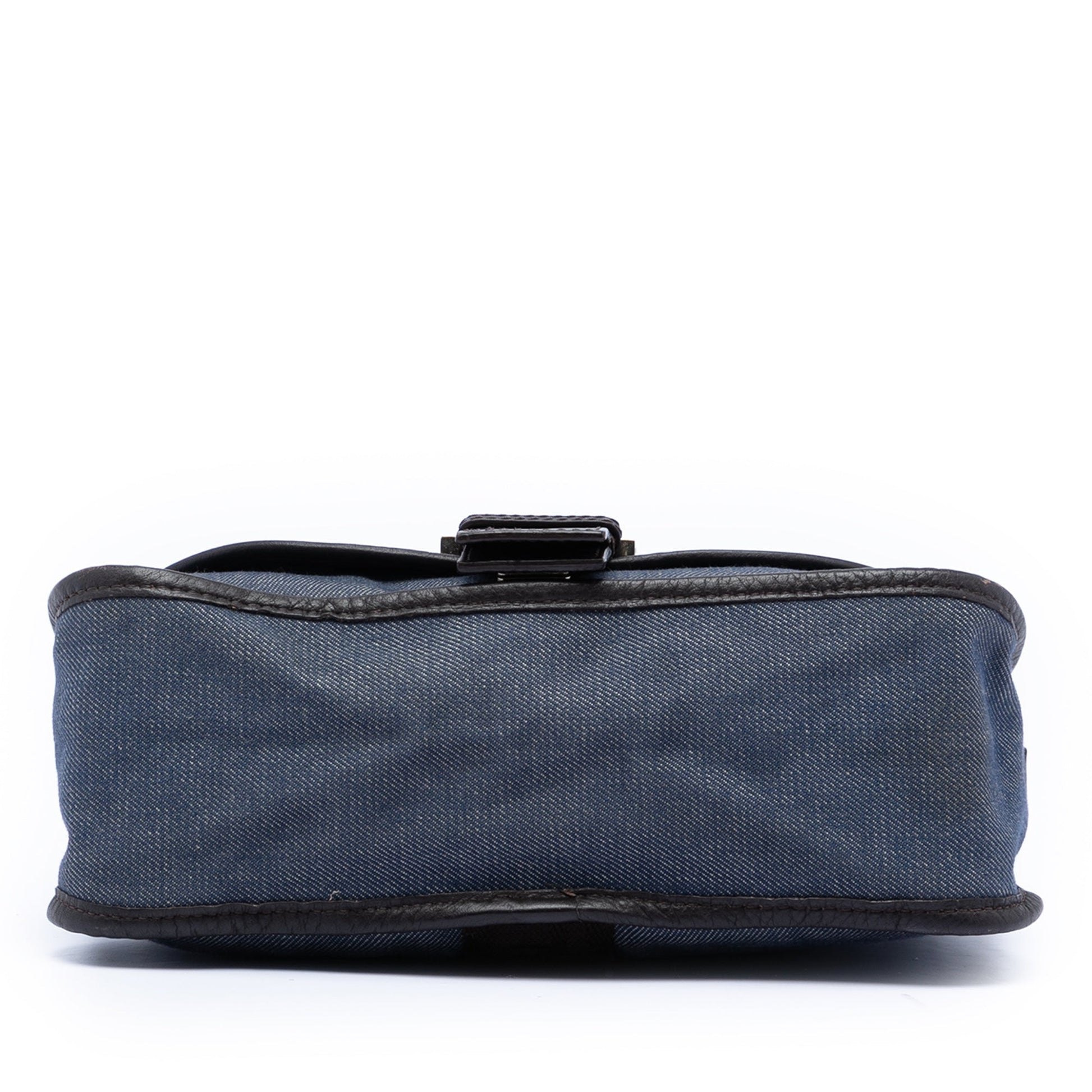 Fendi Zucca Trimmed Denim Buckle Flap