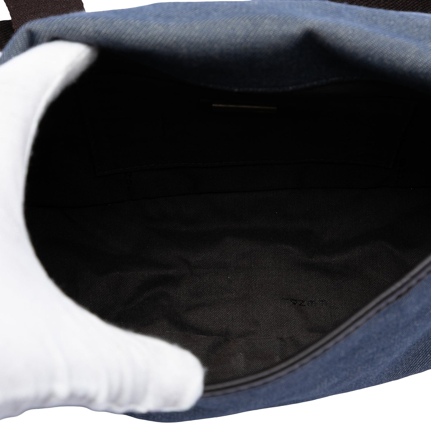 Fendi Zucca Trimmed Denim Buckle Flap