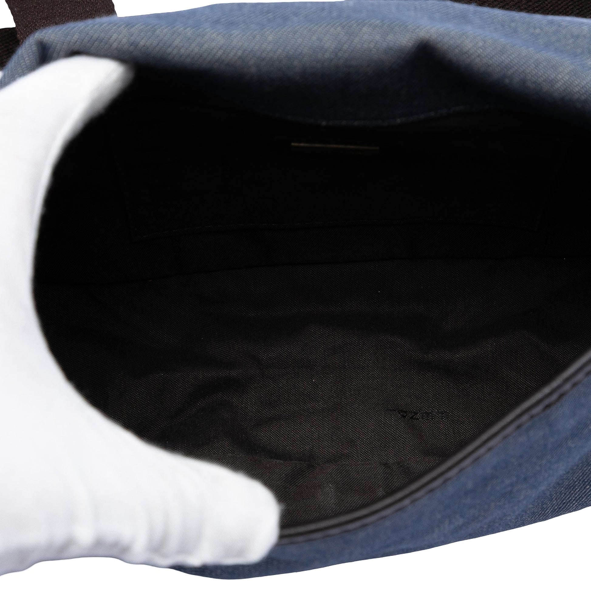 Fendi Zucca Trimmed Denim Buckle Flap
