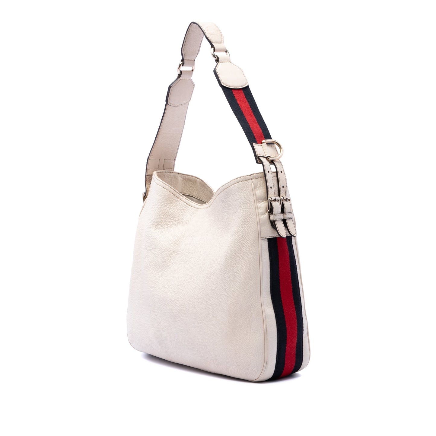 Gucci Medium Pebbled Calfskin Web Heritage Shoulder Bag