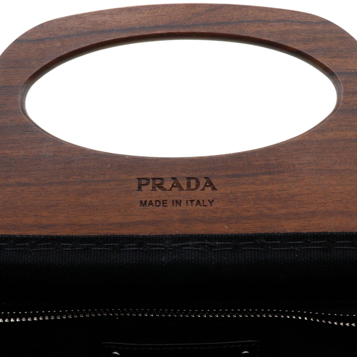 Prada Canvas Wood Handle Canapa Logo Satchel