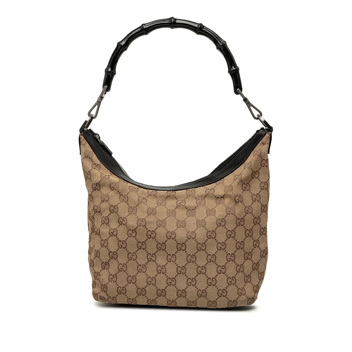 Gucci GG Canvas Bamboo Shoulder Bag — Beige
