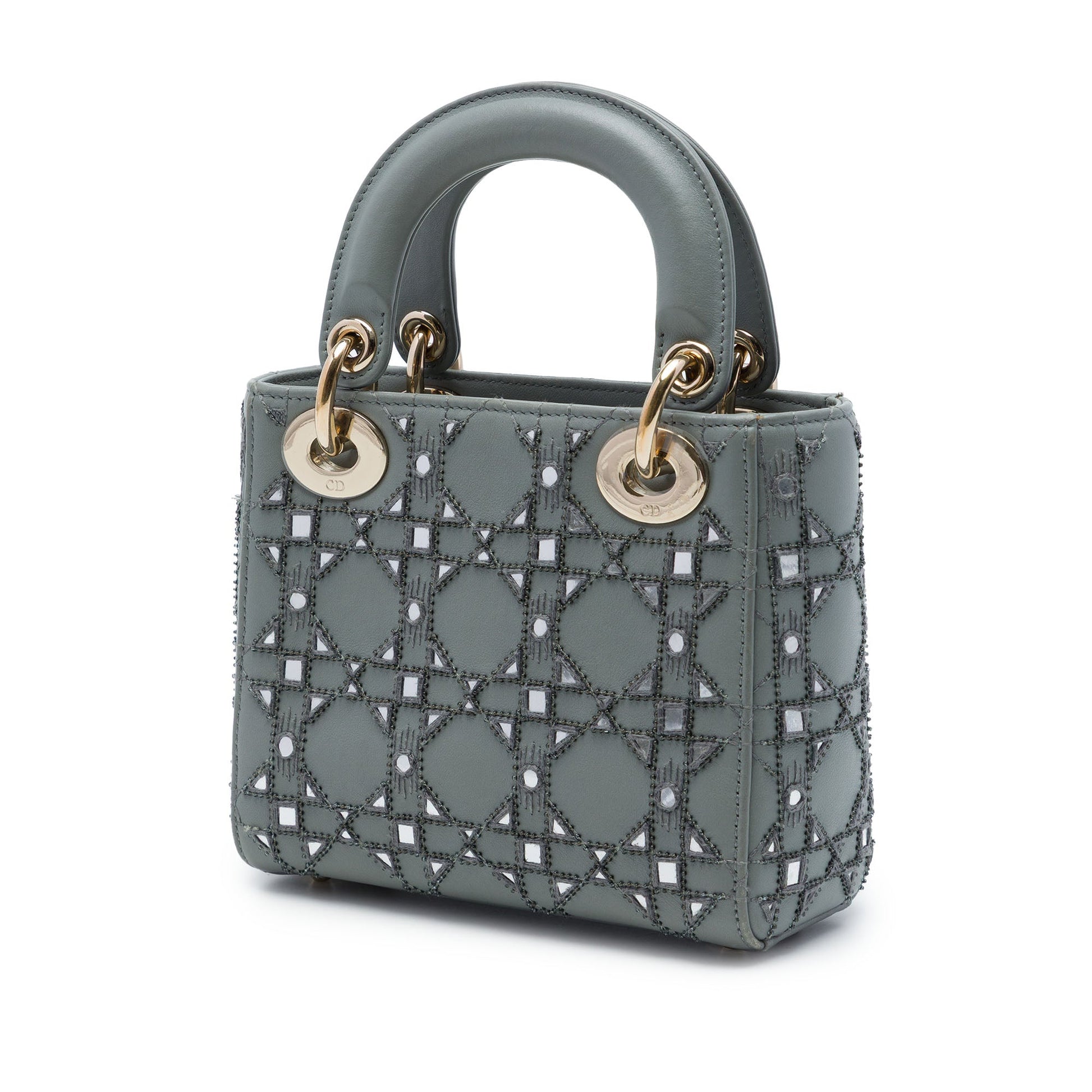 Dior Mini Calfskin Cannage Beaded Lady Dior