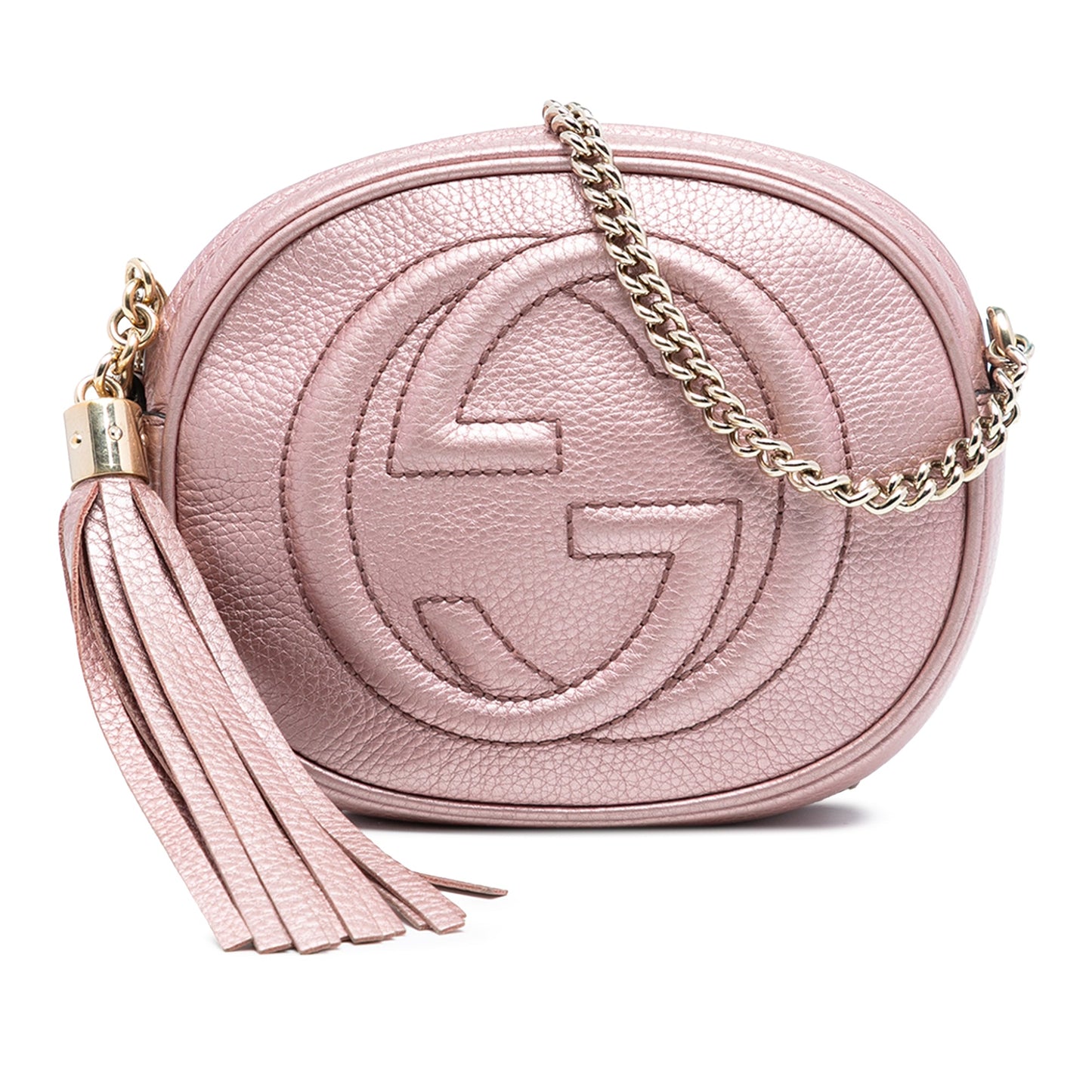 Gucci Mini Metallic Pebbled Calfskin Soho Chain Crossbody