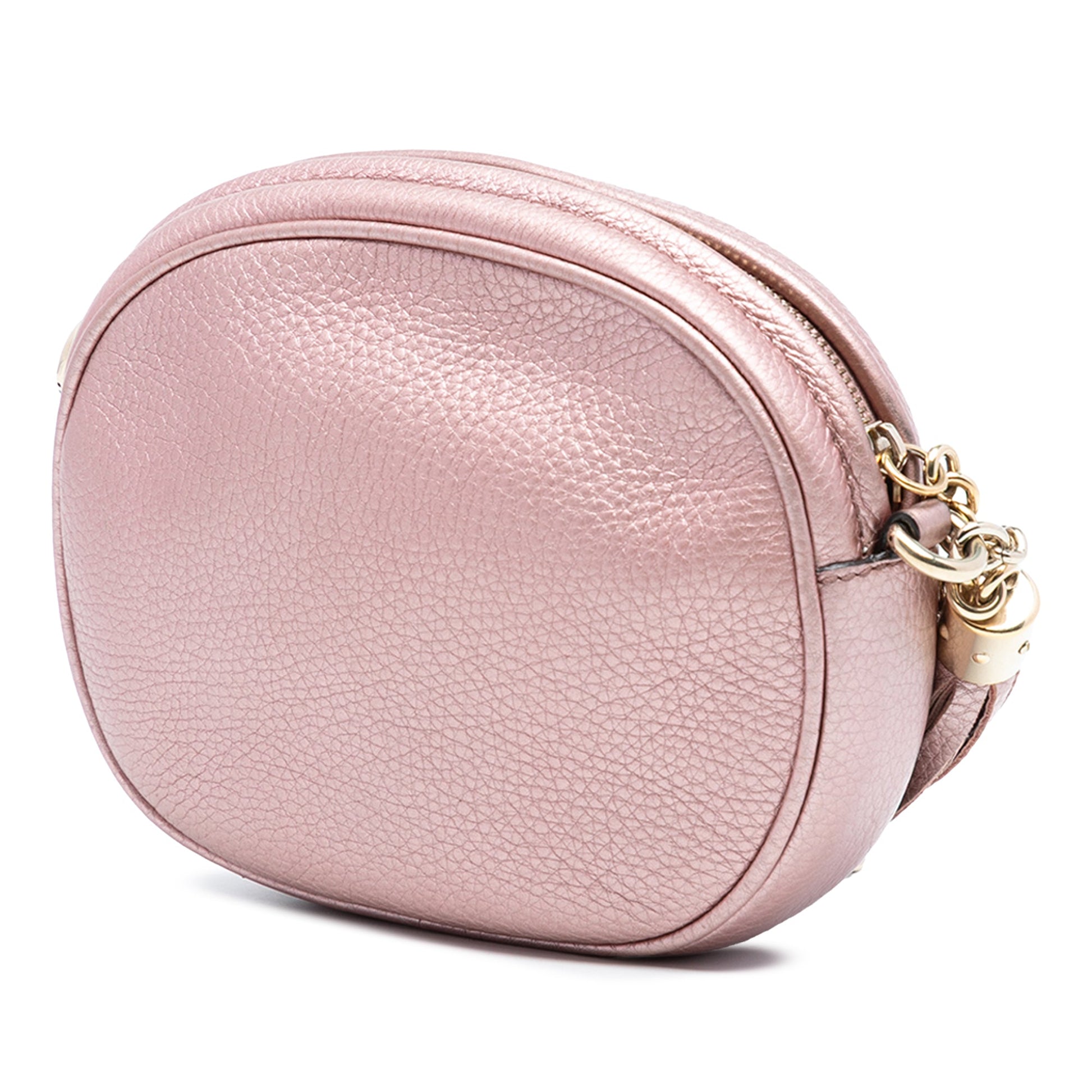 Gucci Mini Metallic Pebbled Calfskin Soho Chain Crossbody