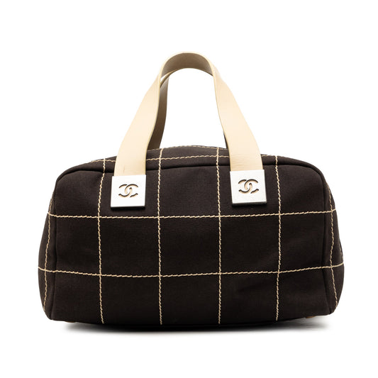 Chanel CC Chocolate Bar Canvas Wild Stitch Boston Bag