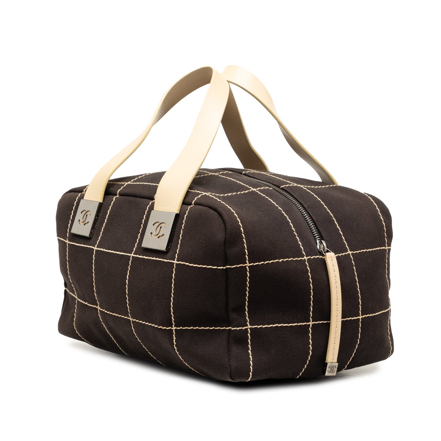 Chanel CC Chocolate Bar Canvas Wild Stitch Boston Bag