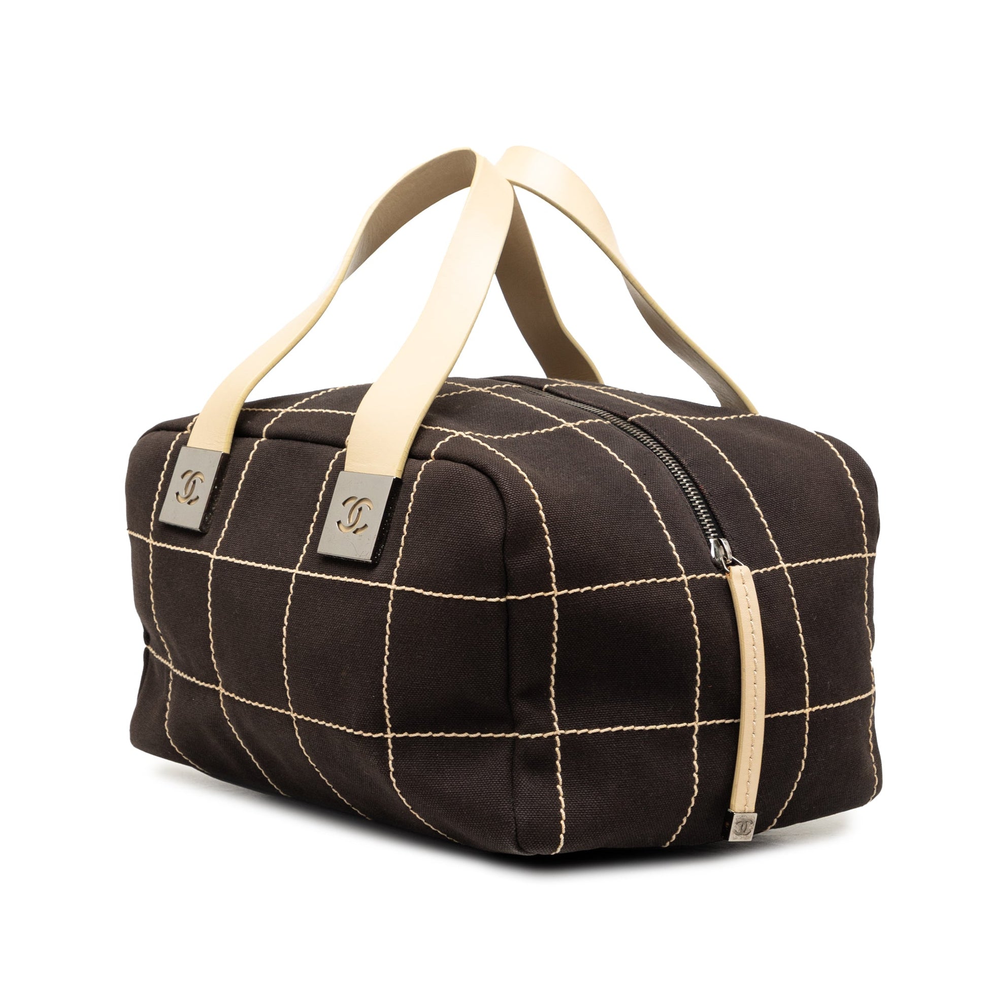 Chanel CC Chocolate Bar Canvas Wild Stitch Boston Bag