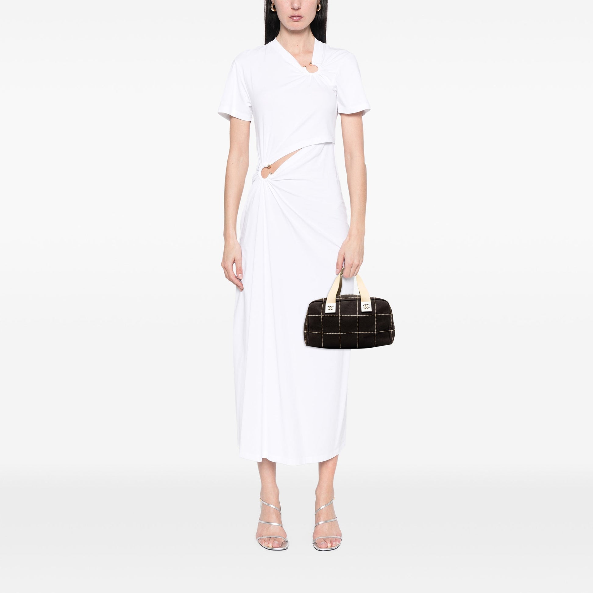 Chanel CC Chocolate Bar Canvas Wild Stitch Boston Bag