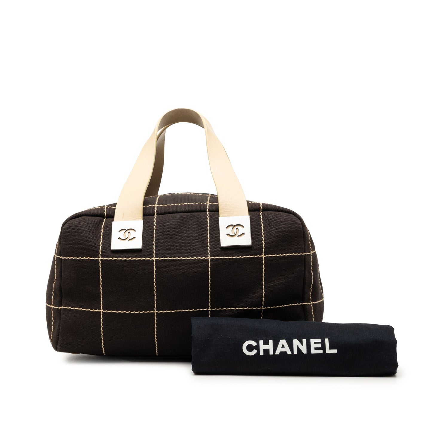 Chanel CC Chocolate Bar Canvas Wild Stitch Boston Bag