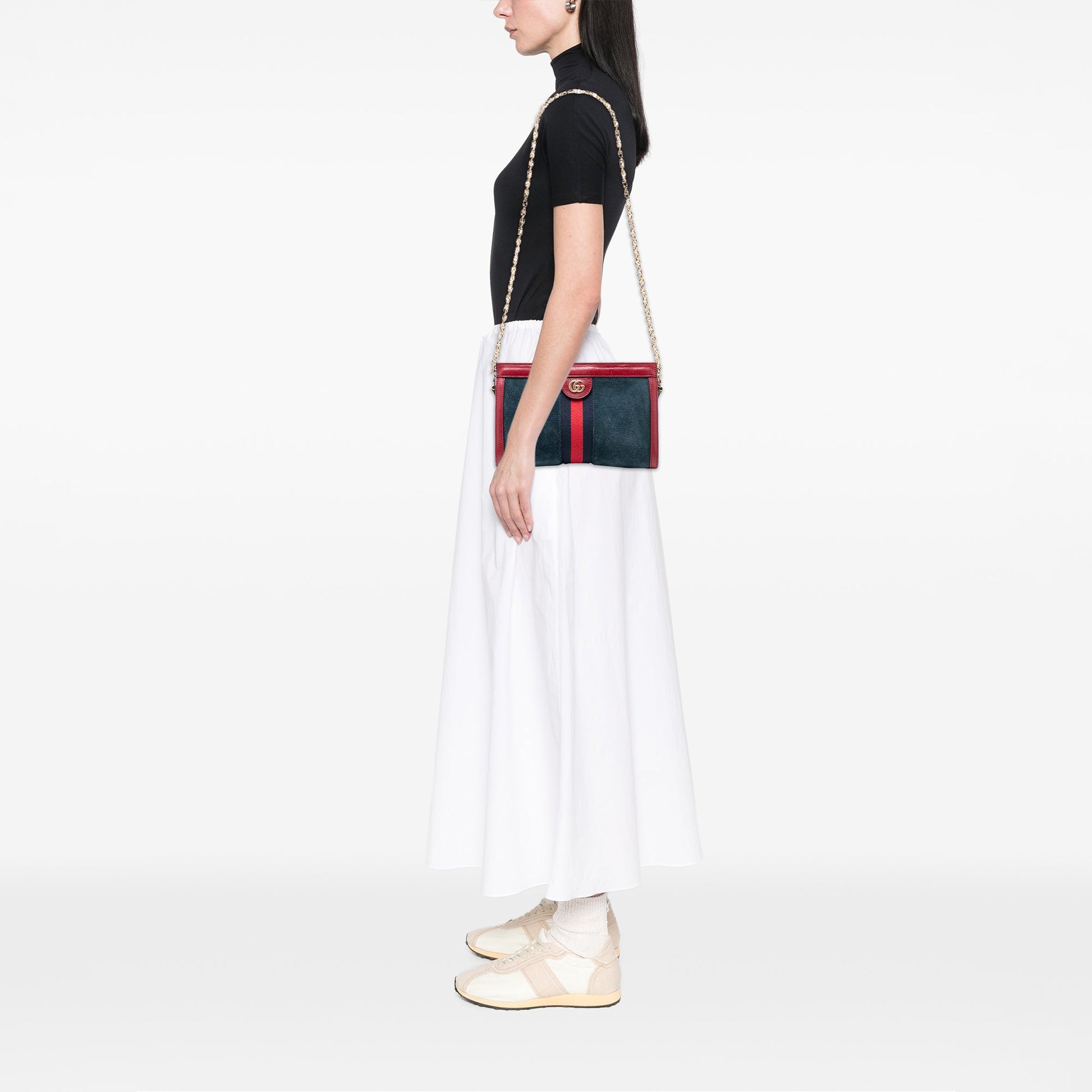 Gucci Small Suede Web Ophidia Chain Crossbody