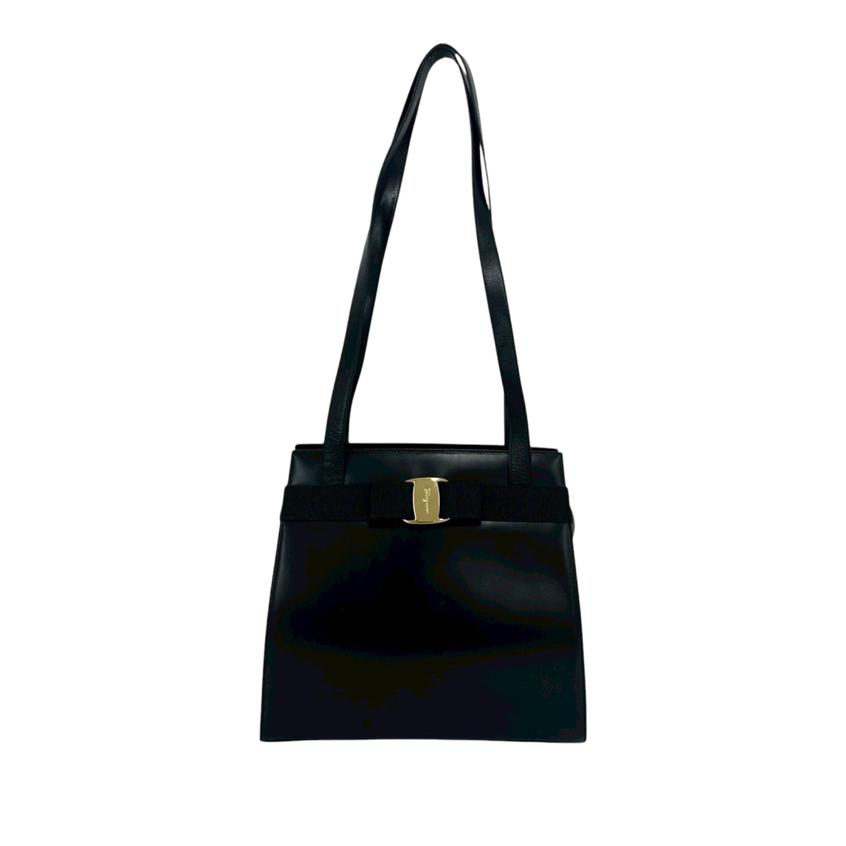 Ferragamo Leather Vara Tote — Black