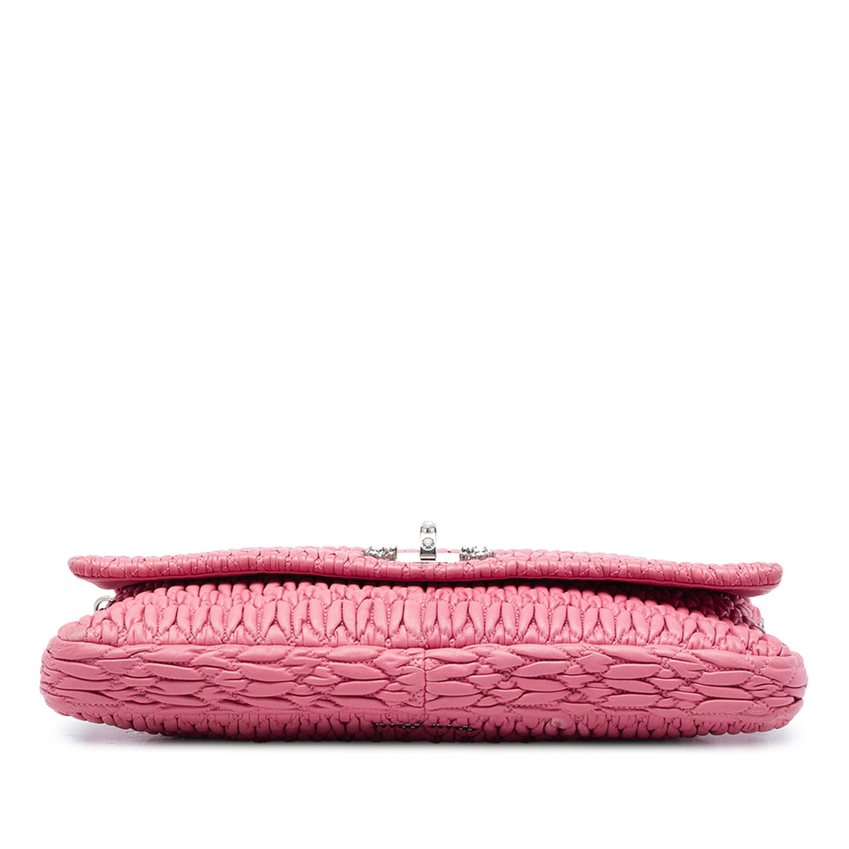 Miu Miu Matelasse Nappa Crystal Chain Satchel — Pink