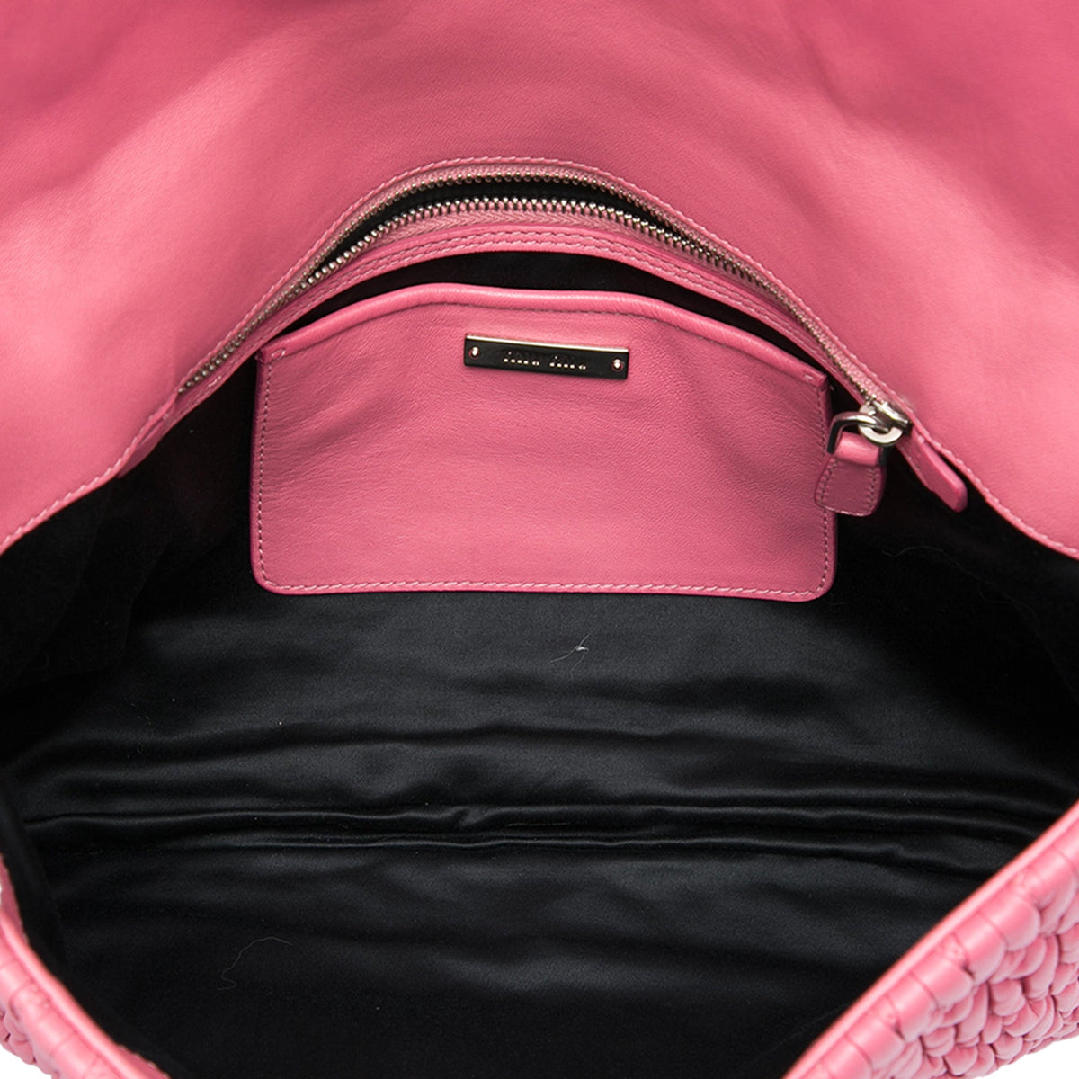 Miu Miu Matelasse Nappa Crystal Chain Satchel — Pink
