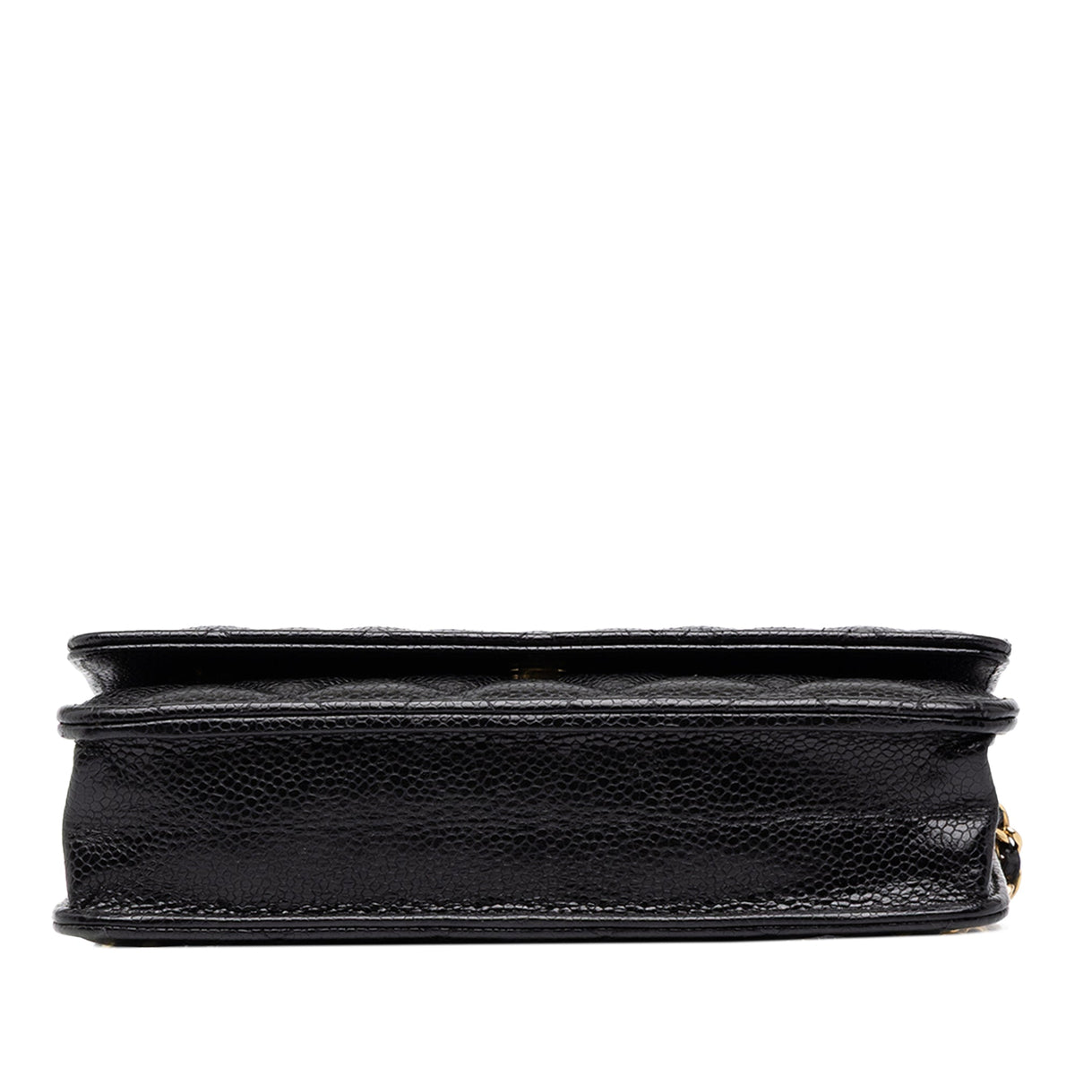 Chanel CC Quilted Caviar Wallet on Chain — Black
